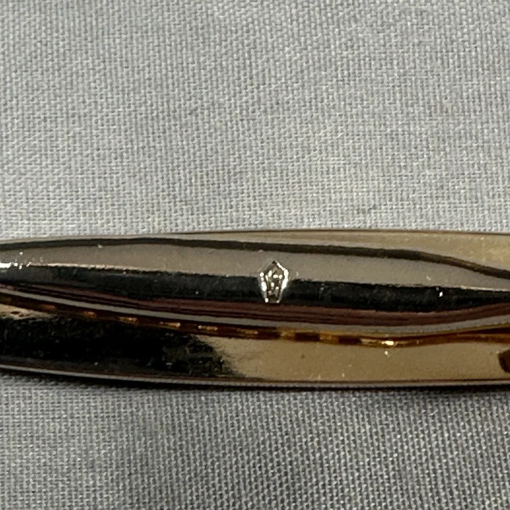 Vintage Swank Gold-Tone‎ Tie Clip Bar w/ Amber Stone 1960s–70s USA